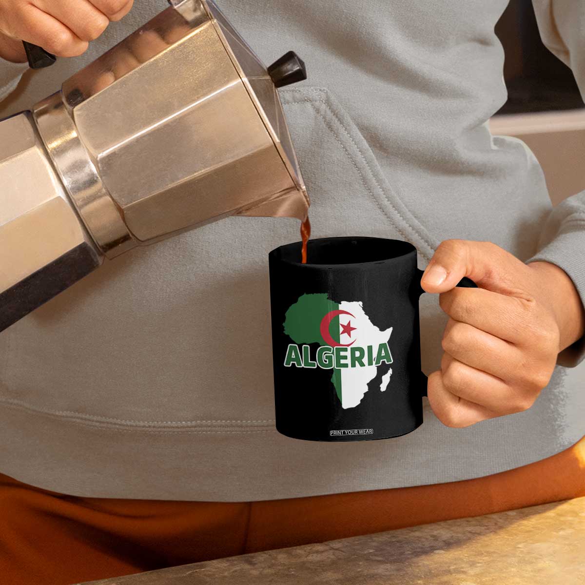 Algeria Algerian Pride Map of Africa Heritage Graphic Coffee Mug Patriotic North African Roots National Flag TS02 Print Your Wear