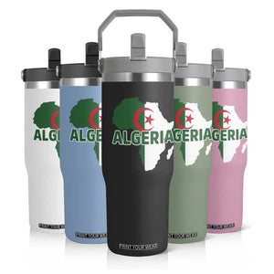 Algeria Algerian Pride Map of Africa Heritage Graphic Flip Straw Tumbler Patriotic North African Roots National Flag TS02 Print Your Wear