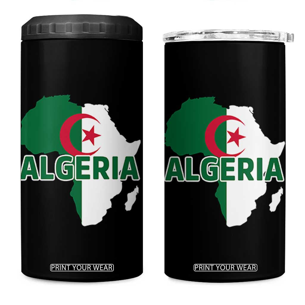 Algeria Algerian Pride Map of Africa Heritage Graphic 4 in 1 Can Cooler Tumbler Patriotic North African Roots National Flag TS02 One Size: 16 oz Black Print Your Wear