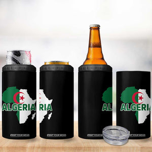 Algeria Algerian Pride Map of Africa Heritage Graphic 4 in 1 Can Cooler Tumbler Patriotic North African Roots National Flag TS02 Print Your Wear