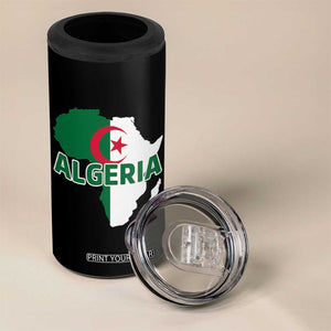 Algeria Algerian Pride Map of Africa Heritage Graphic 4 in 1 Can Cooler Tumbler Patriotic North African Roots National Flag TS02 Print Your Wear