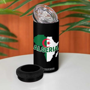 Algeria Algerian Pride Map of Africa Heritage Graphic 4 in 1 Can Cooler Tumbler Patriotic North African Roots National Flag TS02 Print Your Wear