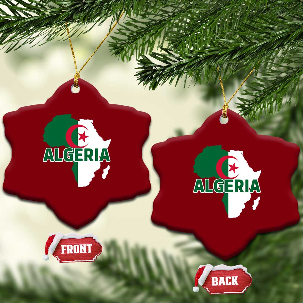 Algeria Algerian Pride Map of Africa Heritage Graphic Ceramic Ornament Patriotic North African Roots National Flag