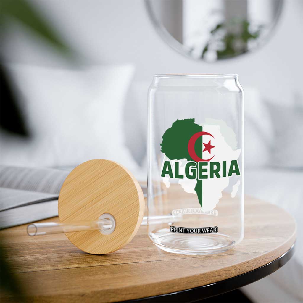 Algeria Algerian Pride Map of Africa Heritage Graphic Glass Can Patriotic North African Roots National Flag TS02 Print Your Wear