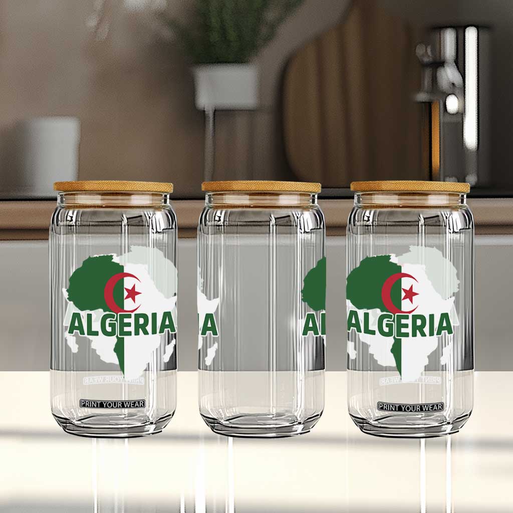Algeria Algerian Pride Map of Africa Heritage Graphic Glass Can Patriotic North African Roots National Flag TS02 Print Your Wear