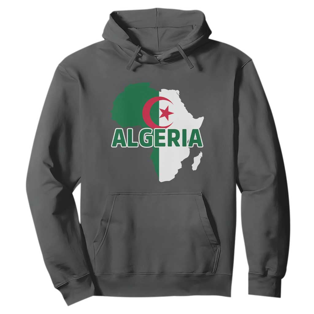 Algeria Algerian Pride Map of Africa Heritage Graphic Hoodie Patriotic North African Roots National Flag