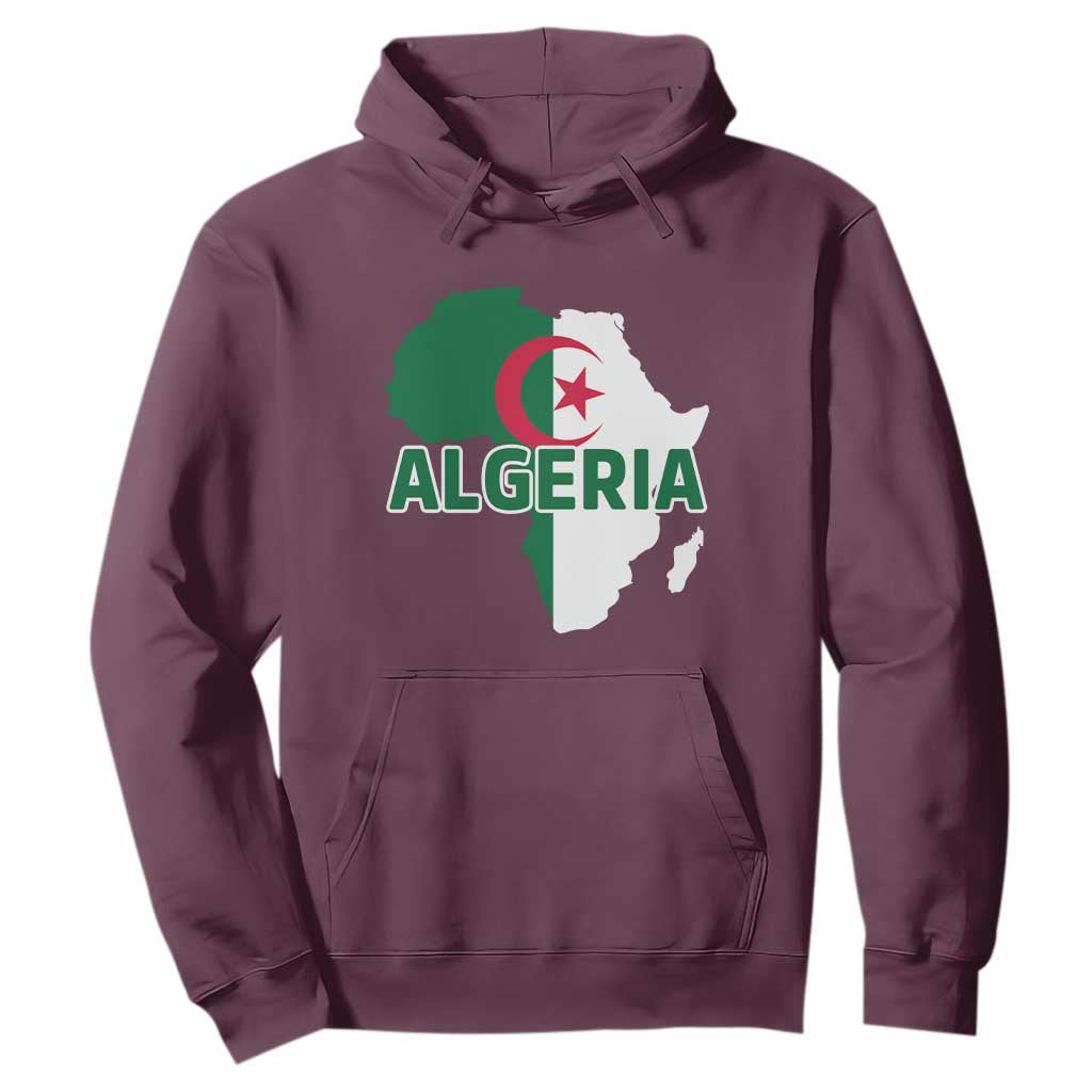 Algeria Algerian Pride Map of Africa Heritage Graphic Hoodie Patriotic North African Roots National Flag
