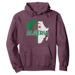 Algeria Algerian Pride Map of Africa Heritage Graphic Hoodie Patriotic North African Roots National Flag
