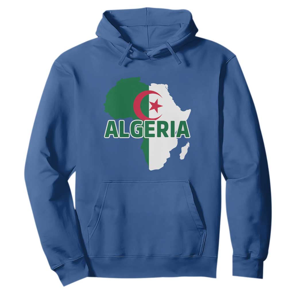 Algeria Algerian Pride Map of Africa Heritage Graphic Hoodie Patriotic North African Roots National Flag