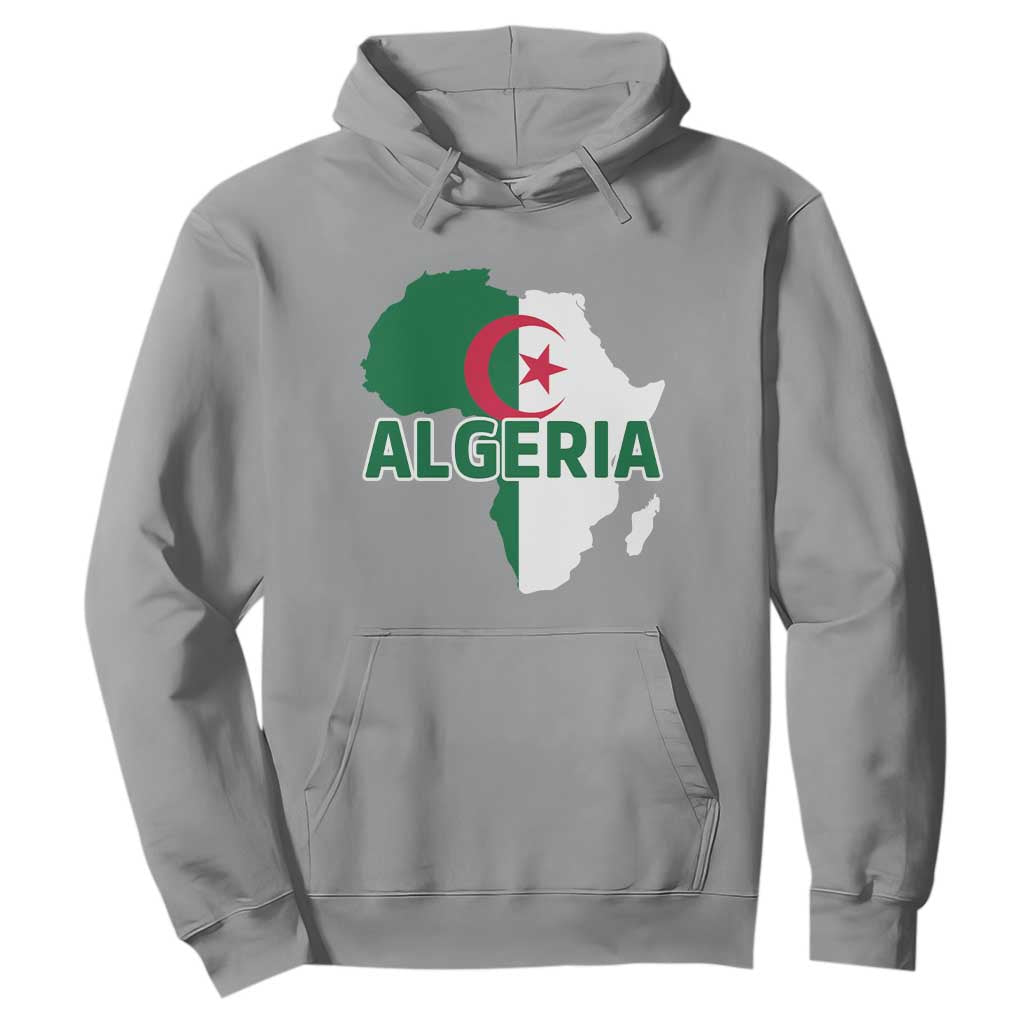 Algeria Algerian Pride Map of Africa Heritage Graphic Hoodie Patriotic North African Roots National Flag