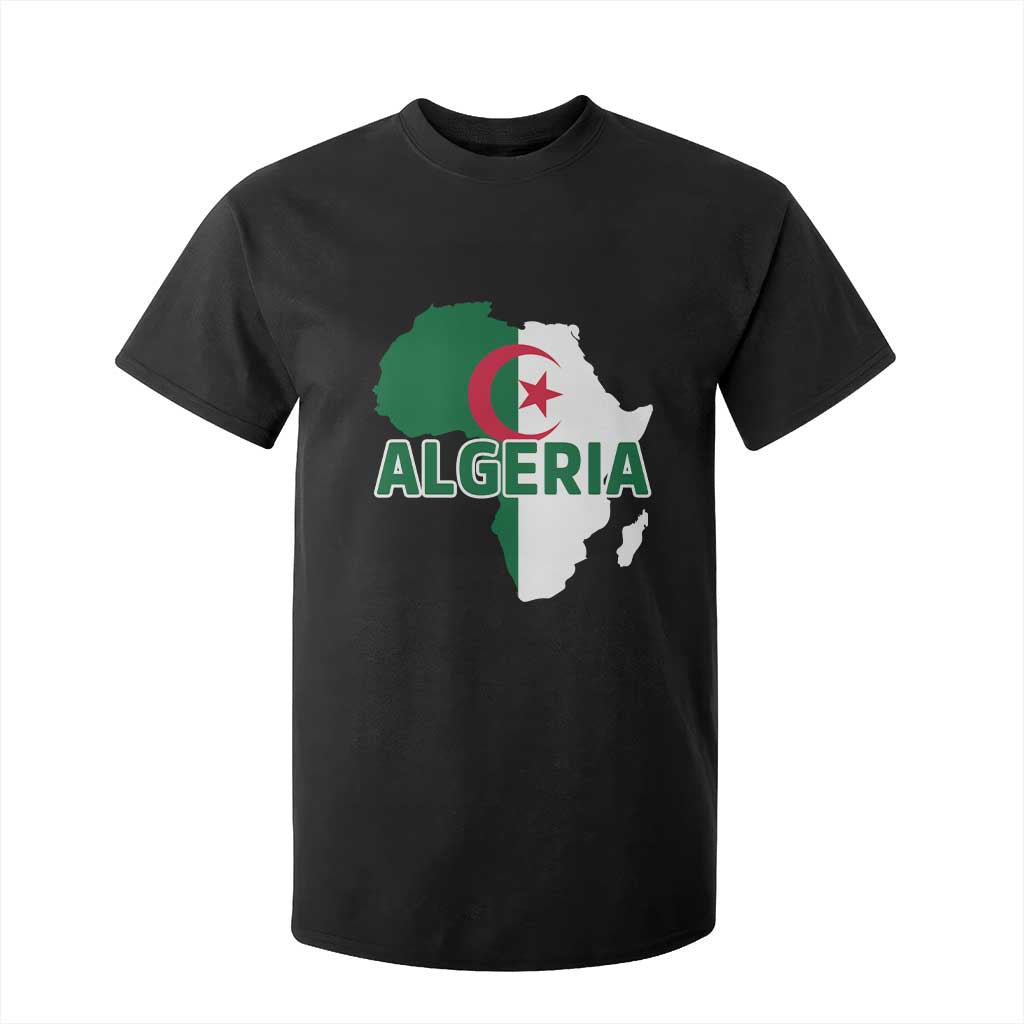 Algeria Algerian Pride Map of Africa Heritage Graphic T Shirt For Kid Patriotic North African Roots National Flag