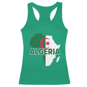 Algeria Algerian Pride Map of Africa Heritage Graphic Racerback Tank Top Patriotic North African Roots National Flag