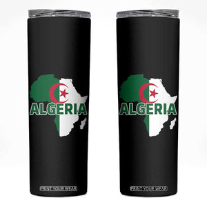 Algeria Algerian Pride Map of Africa Heritage Graphic Skinny Tumbler Patriotic North African Roots National Flag TS02 Black Print Your Wear