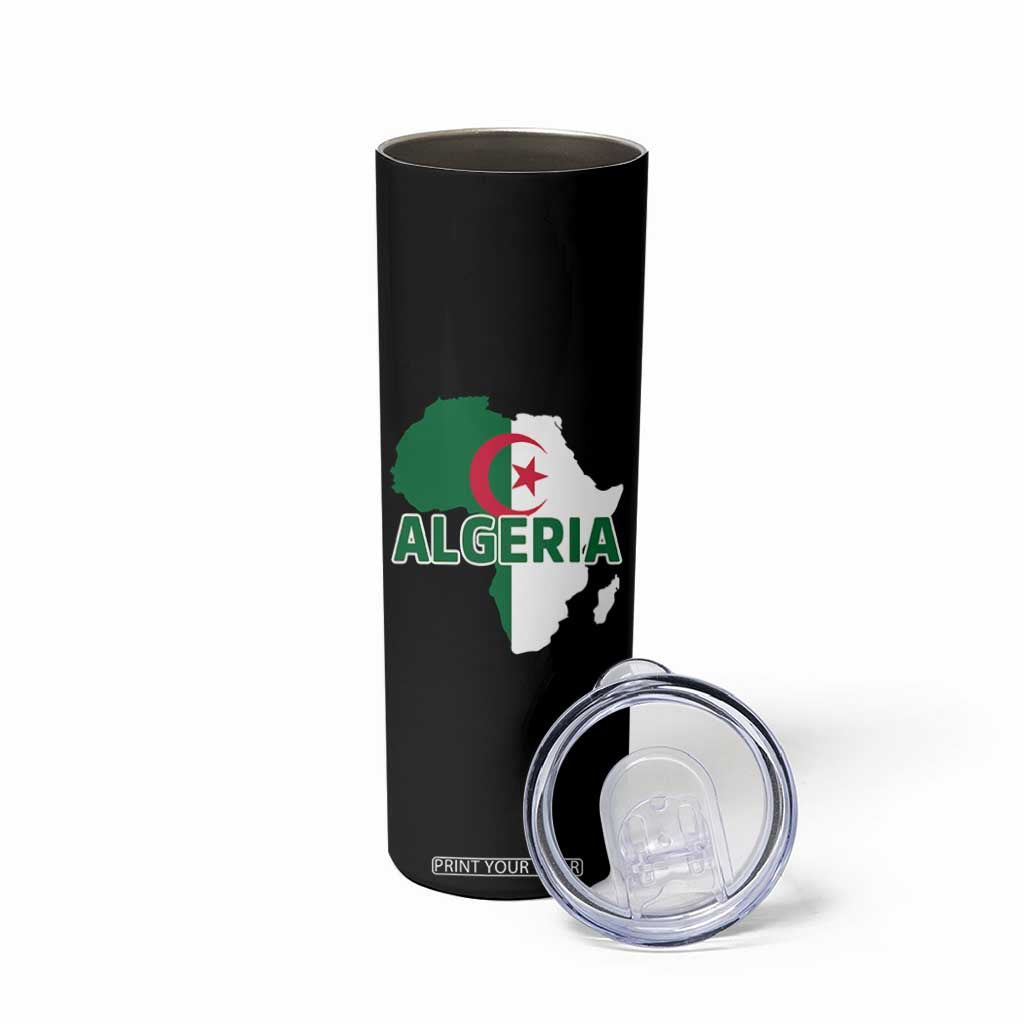 Algeria Algerian Pride Map of Africa Heritage Graphic Skinny Tumbler Patriotic North African Roots National Flag TS02 Print Your Wear
