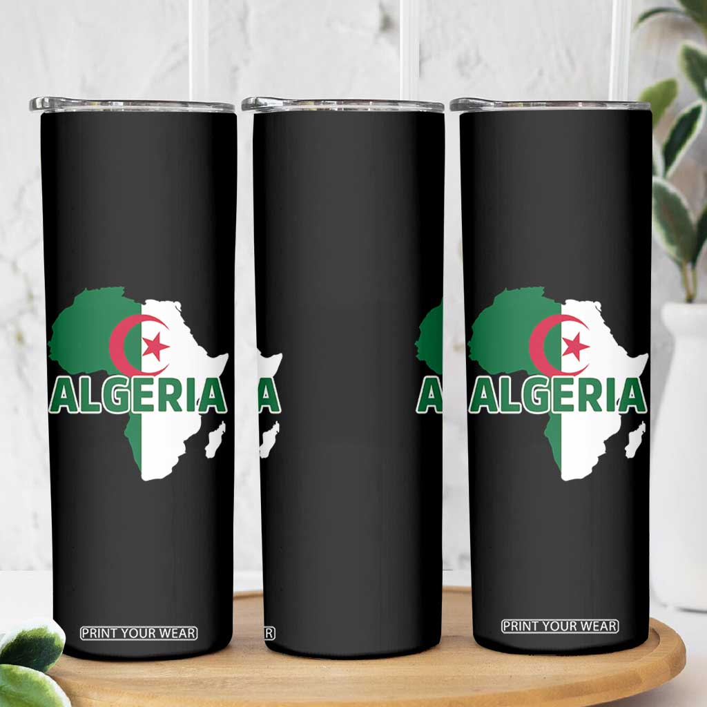 Algeria Algerian Pride Map of Africa Heritage Graphic Skinny Tumbler Patriotic North African Roots National Flag TS02 Print Your Wear