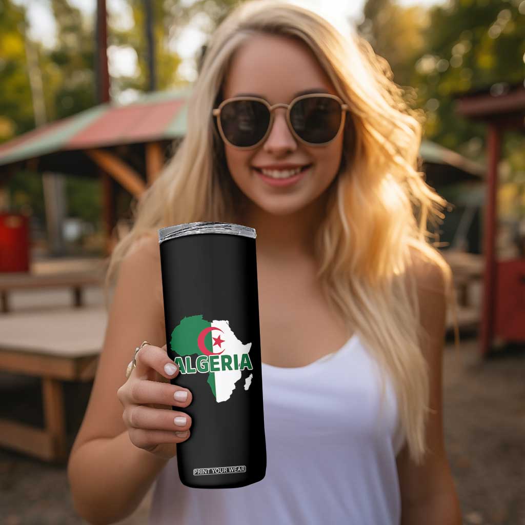 Algeria Algerian Pride Map of Africa Heritage Graphic Skinny Tumbler Patriotic North African Roots National Flag TS02 Print Your Wear