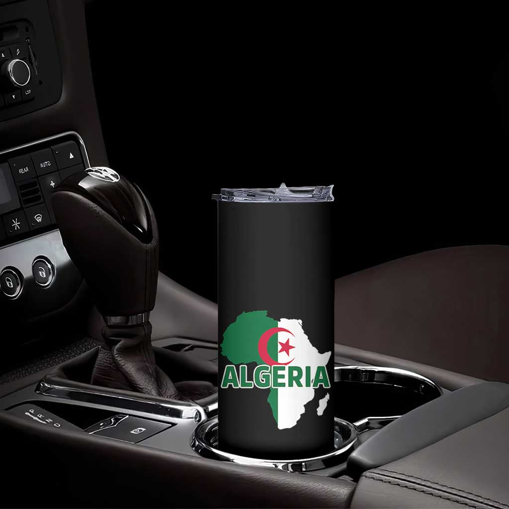 Algeria Algerian Pride Map of Africa Heritage Graphic Skinny Tumbler Patriotic North African Roots National Flag TS02 Print Your Wear