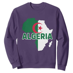 Algeria Algerian Pride Map of Africa Heritage Graphic Sweatshirt Patriotic North African Roots National Flag