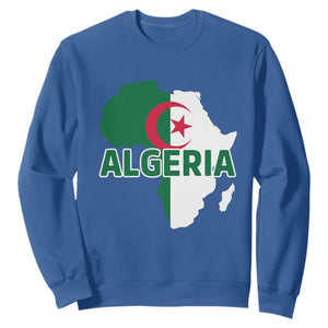 Algeria Algerian Pride Map of Africa Heritage Graphic Sweatshirt Patriotic North African Roots National Flag