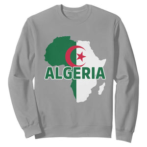 Algeria Algerian Pride Map of Africa Heritage Graphic Sweatshirt Patriotic North African Roots National Flag