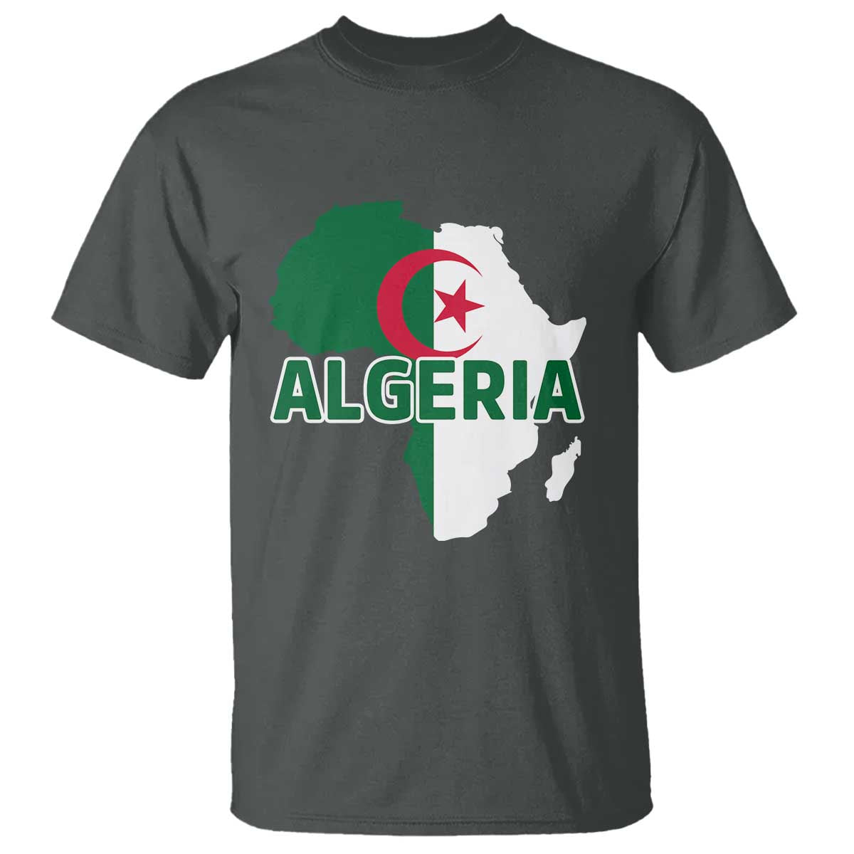 Algeria Algerian Pride Map of Africa Heritage Graphic T Shirt Patriotic North African Roots National Flag