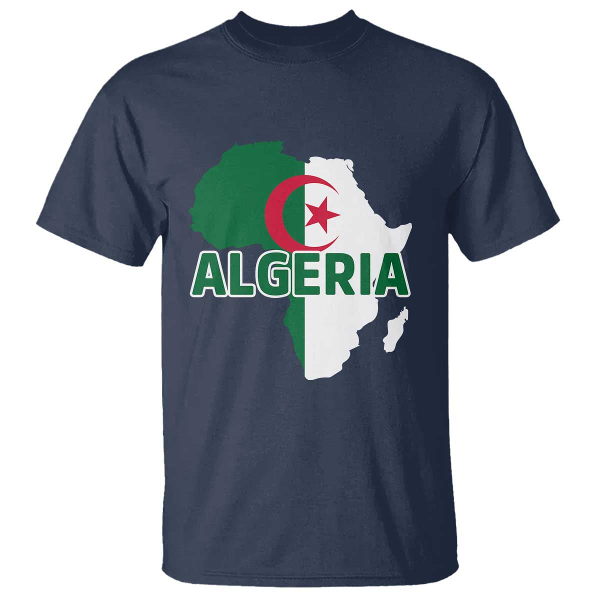 Algeria Algerian Pride Map of Africa Heritage Graphic T Shirt Patriotic North African Roots National Flag