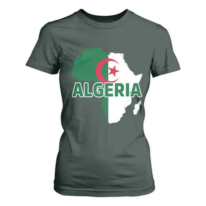 Algeria Algerian Pride Map of Africa Heritage Graphic T Shirt For Women Patriotic North African Roots National Flag