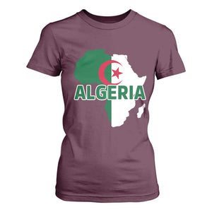 Algeria Algerian Pride Map of Africa Heritage Graphic T Shirt For Women Patriotic North African Roots National Flag