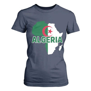 Algeria Algerian Pride Map of Africa Heritage Graphic T Shirt For Women Patriotic North African Roots National Flag