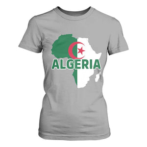 Algeria Algerian Pride Map of Africa Heritage Graphic T Shirt For Women Patriotic North African Roots National Flag
