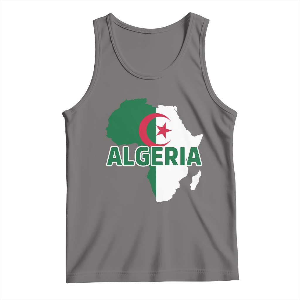 Algeria Algerian Pride Map of Africa Heritage Graphic Tank Top Patriotic North African Roots National Flag