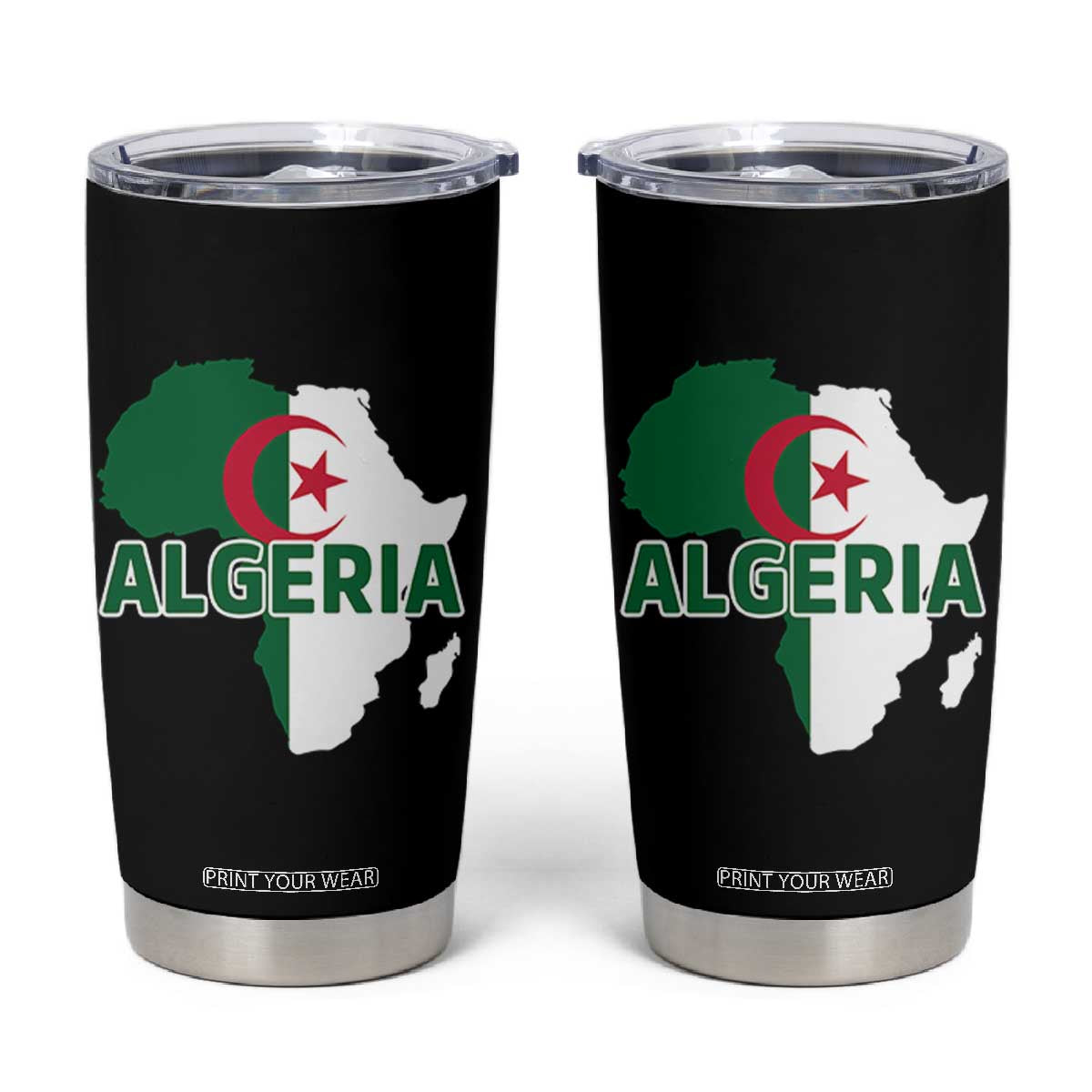 Algeria Algerian Pride Map of Africa Heritage Graphic Tumbler Cup Patriotic North African Roots National Flag TS02 Black Print Your Wear