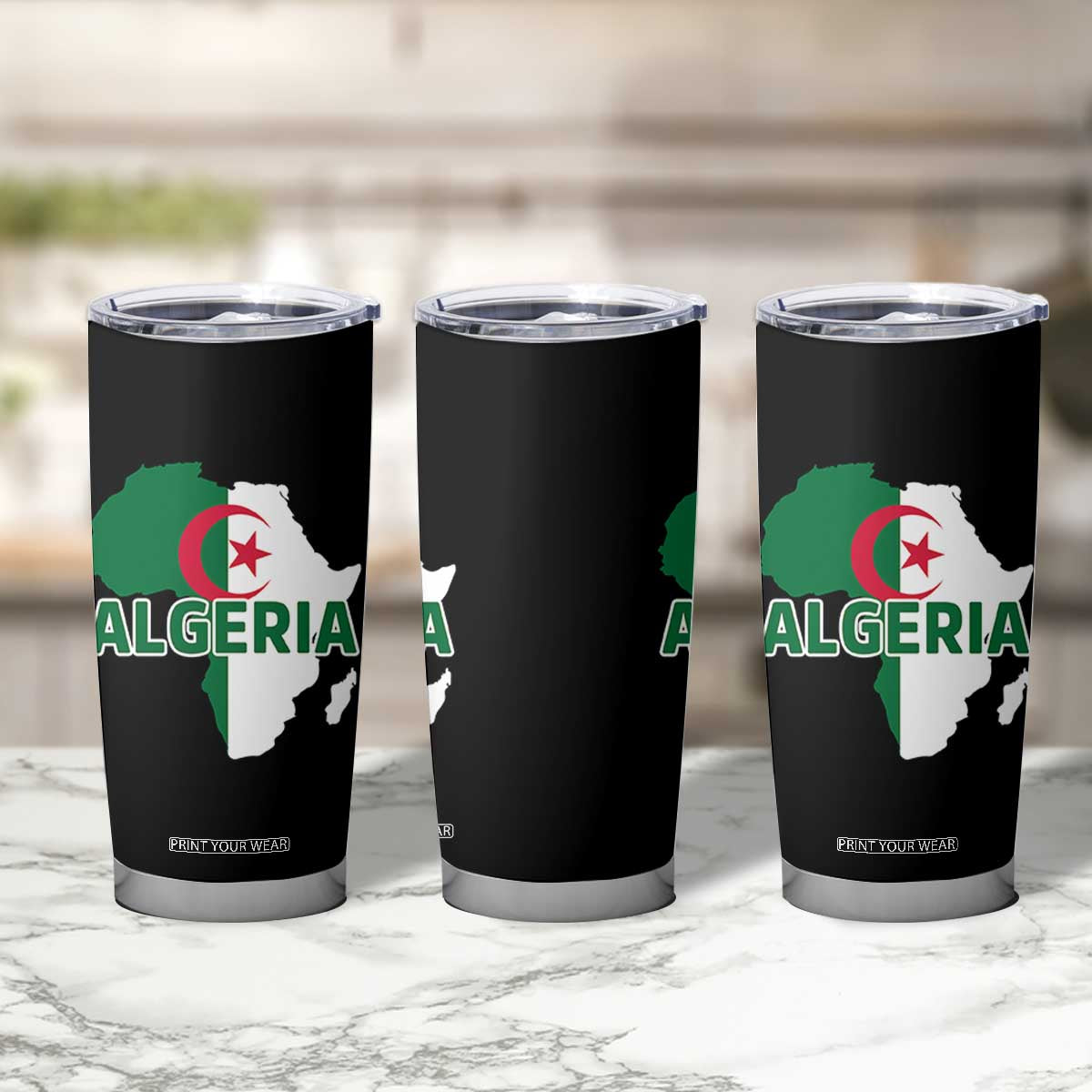 Algeria Algerian Pride Map of Africa Heritage Graphic Tumbler Cup Patriotic North African Roots National Flag TS02 Print Your Wear