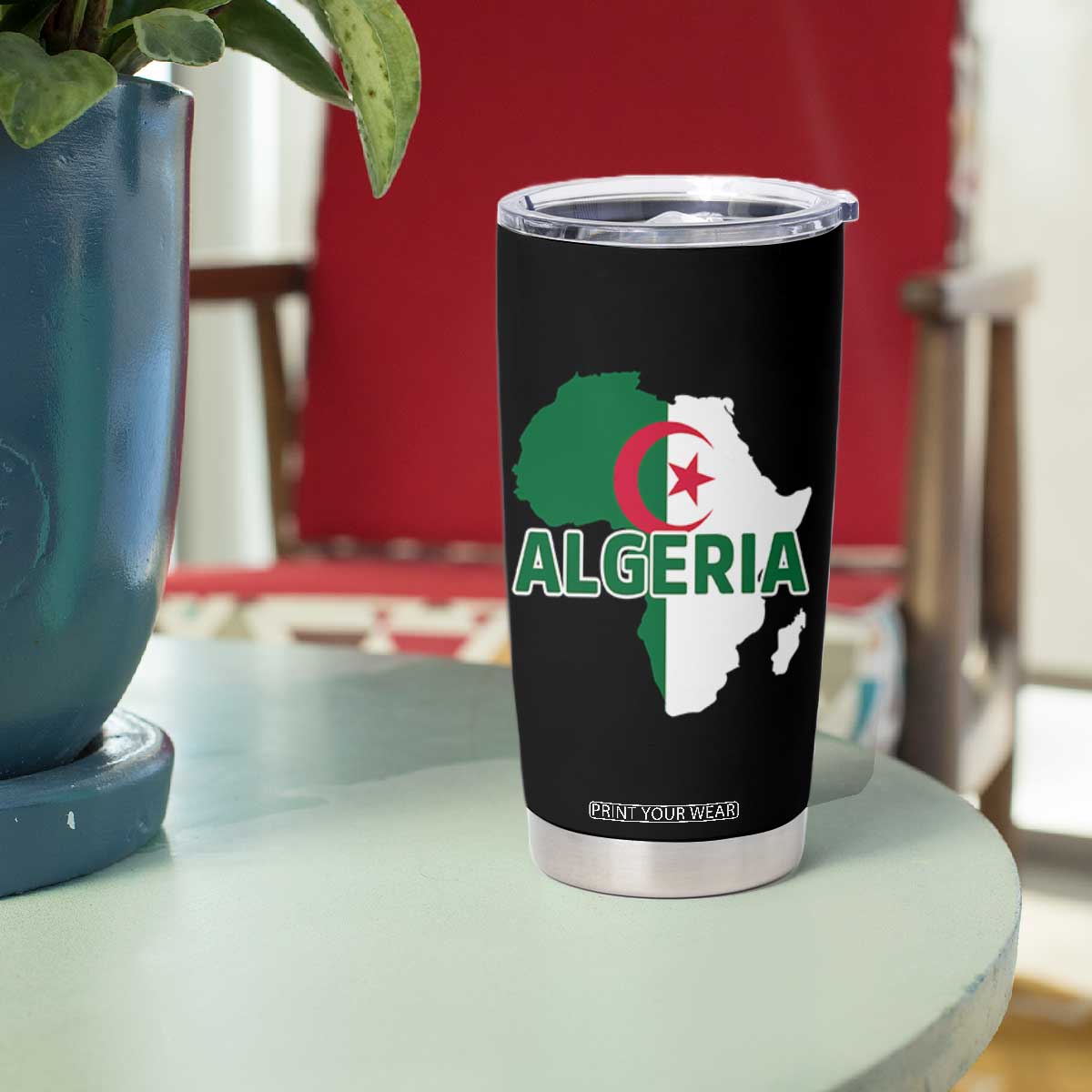 Algeria Algerian Pride Map of Africa Heritage Graphic Tumbler Cup Patriotic North African Roots National Flag TS02 Print Your Wear