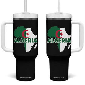 Algeria Algerian Pride Map of Africa Heritage Graphic Tumbler With Handle Patriotic North African Roots National Flag TS02 One Size: 40 oz Black Print Your Wear