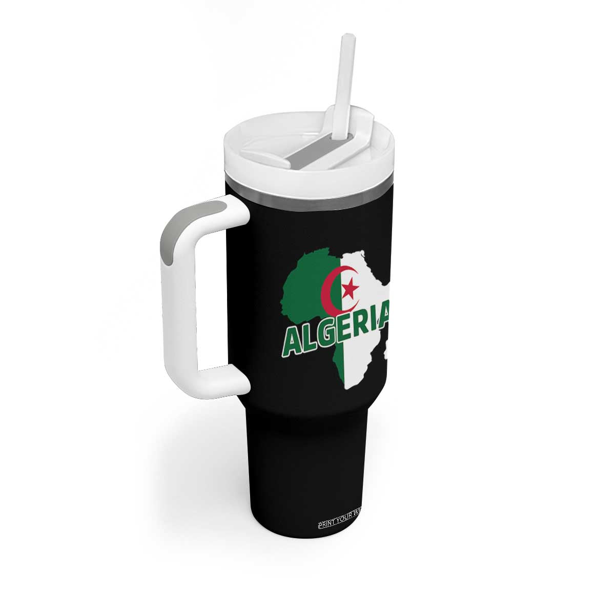 Algeria Algerian Pride Map of Africa Heritage Graphic Tumbler With Handle Patriotic North African Roots National Flag TS02 Print Your Wear