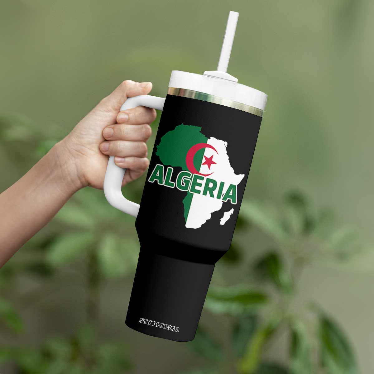 Algeria Algerian Pride Map of Africa Heritage Graphic Tumbler With Handle Patriotic North African Roots National Flag TS02 Print Your Wear