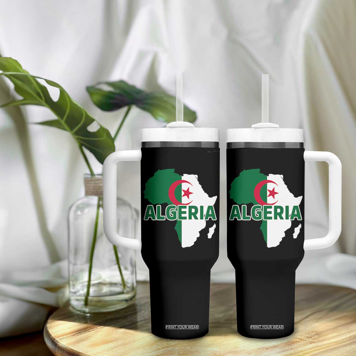 Algeria Algerian Pride Map of Africa Heritage Graphic Tumbler With Handle Patriotic North African Roots National Flag TS02 Print Your Wear