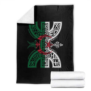 Algeria Amazigh Berber Yaz Symbol Algerian Flag Heritage Graphic Throw Blanket Traditional North African Tribal Culture Art TS02 Black Print Your Wear