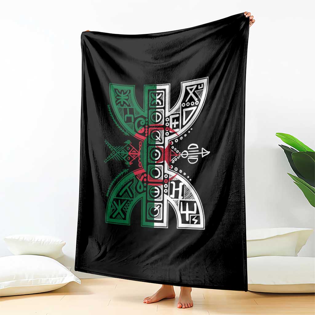 Algeria Amazigh Berber Yaz Symbol Algerian Flag Heritage Graphic Throw Blanket Traditional North African Tribal Culture Art TS02 Print Your Wear