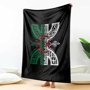Algeria Amazigh Berber Yaz Symbol Algerian Flag Heritage Graphic Throw Blanket Traditional North African Tribal Culture Art TS02 Print Your Wear