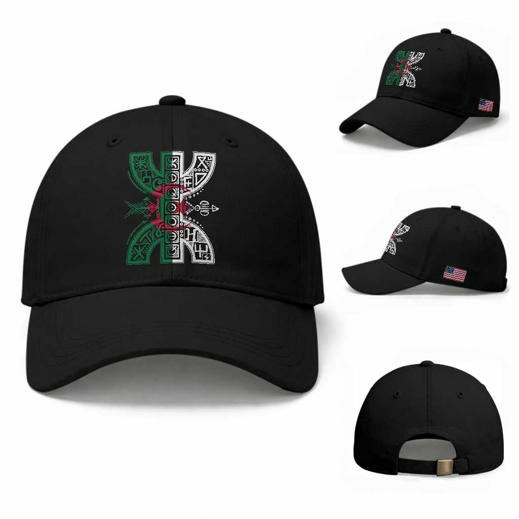 Algeria Amazigh Berber Yaz Symbol Algerian Flag Heritage Graphic Baseball Cap Traditional North African Tribal Culture Art