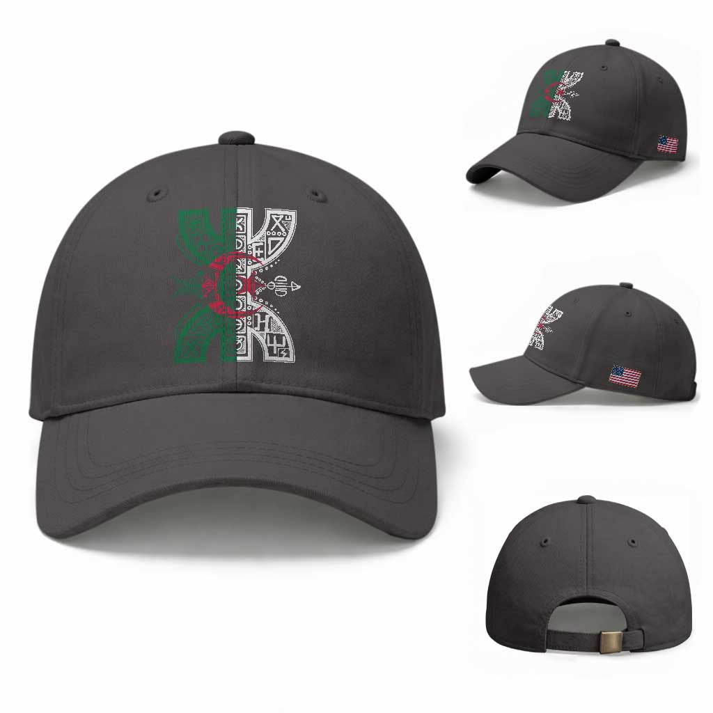 Algeria Amazigh Berber Yaz Symbol Algerian Flag Heritage Graphic Baseball Cap Traditional North African Tribal Culture Art