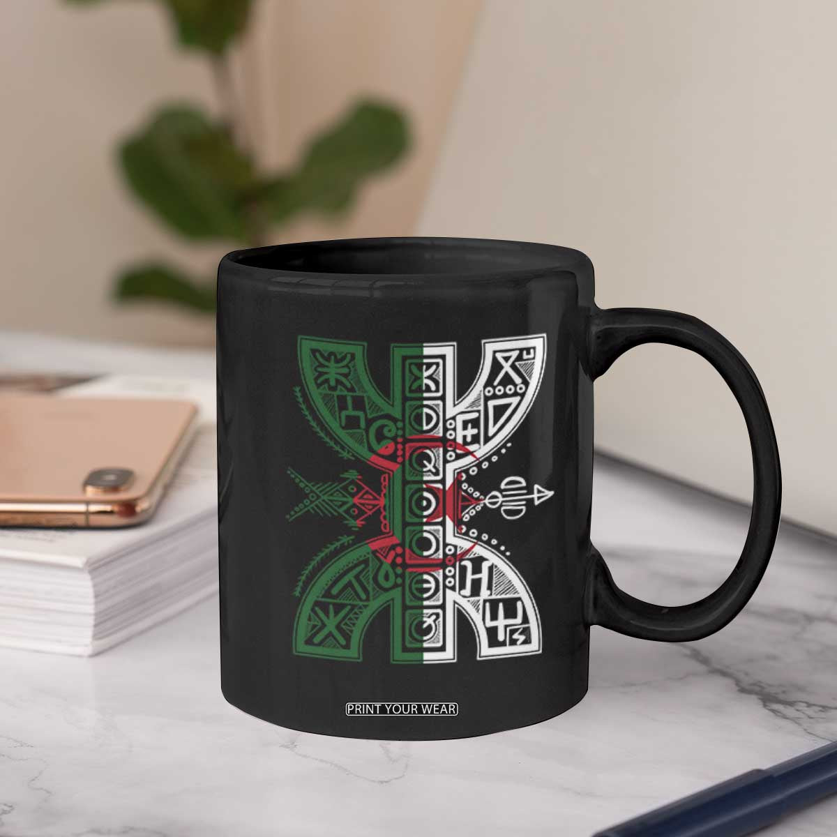 Algeria Amazigh Berber Yaz Symbol Algerian Flag Heritage Graphic Coffee Mug Traditional North African Tribal Culture Art TS02 Print Your Wear