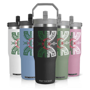 Algeria Amazigh Berber Yaz Symbol Algerian Flag Heritage Graphic Flip Straw Tumbler Traditional North African Tribal Culture Art TS02 Print Your Wear