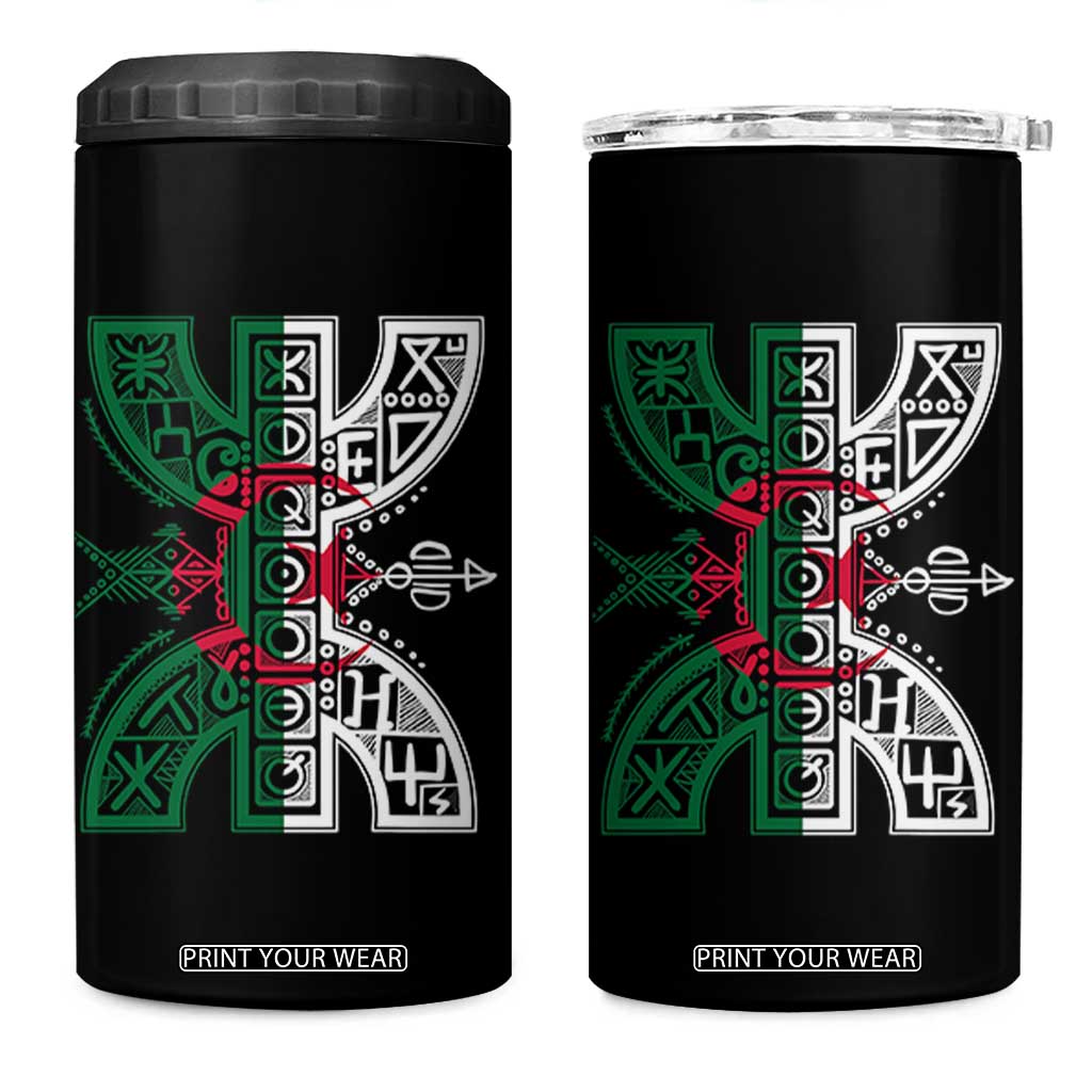 Algeria Amazigh Berber Yaz Symbol Algerian Flag Heritage Graphic 4 in 1 Can Cooler Tumbler Traditional North African Tribal Culture Art TS02 One Size: 16 oz Black Print Your Wear