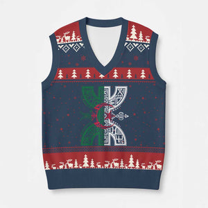 Algeria Amazigh Berber Yaz Symbol Algerian Flag Heritage Graphic V-Neck Knit Sweater Vest Traditional North African Tribal Culture Art
