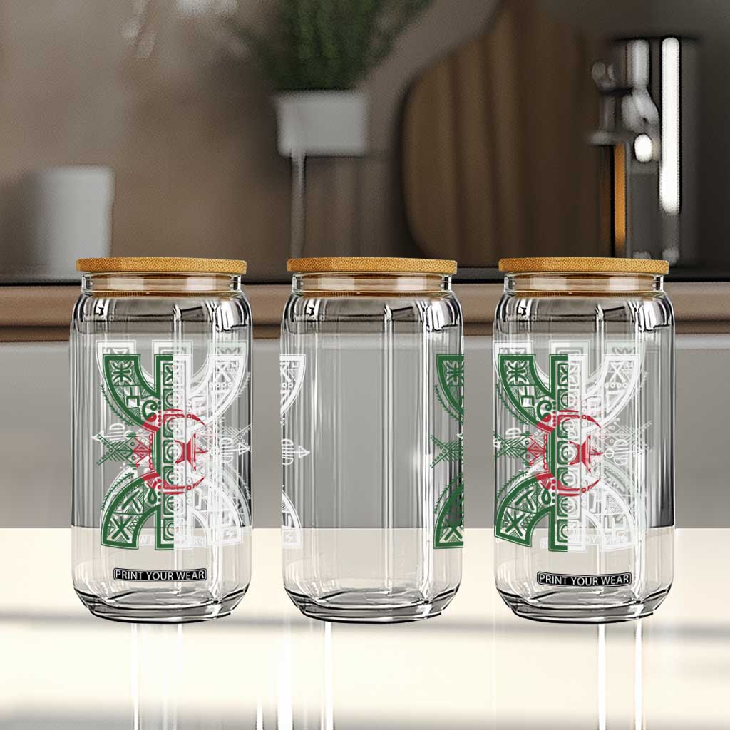 Algeria Amazigh Berber Yaz Symbol Algerian Flag Heritage Graphic Glass Can Traditional North African Tribal Culture Art TS02 Print Your Wear