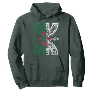 Algeria Amazigh Berber Yaz Symbol Algerian Flag Heritage Graphic Hoodie Traditional North African Tribal Culture Art