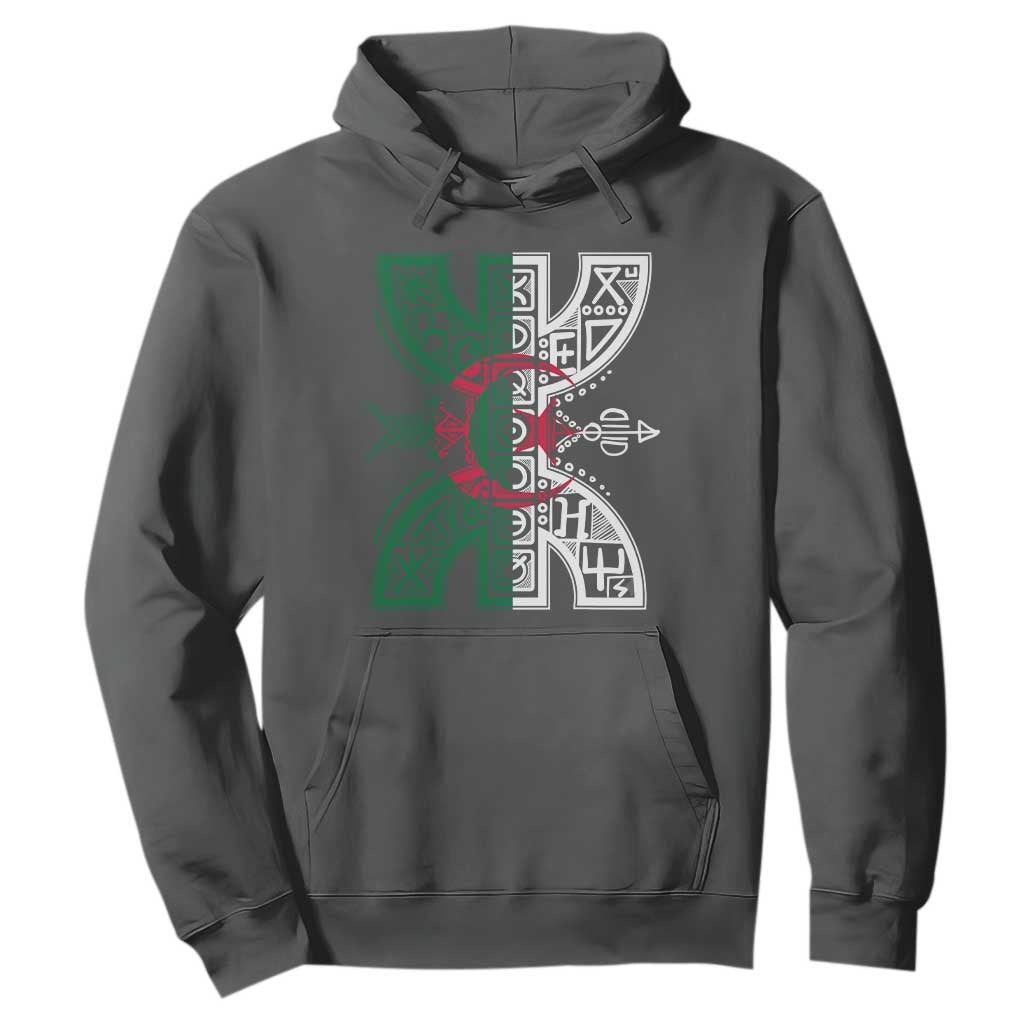 Algeria Amazigh Berber Yaz Symbol Algerian Flag Heritage Graphic Hoodie Traditional North African Tribal Culture Art